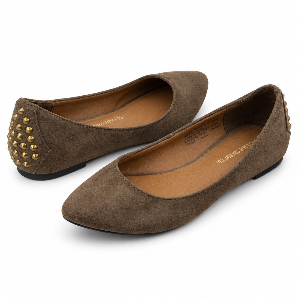 Mossimo Supply Co Vintage Y2K Brown Suede Studded Pointed Flats Women's Size 6